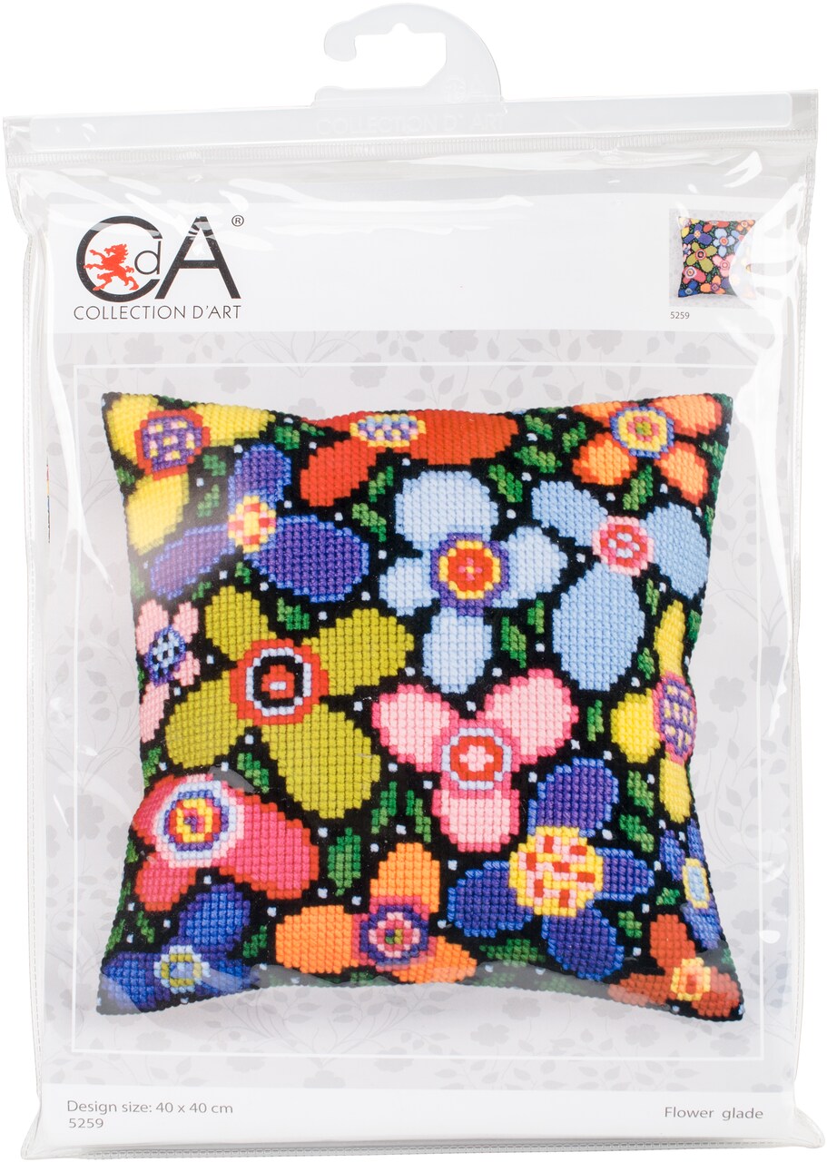 Collection D'art Stamped Needlepoint Cushion 15.75"X15.75"-Flower Glade